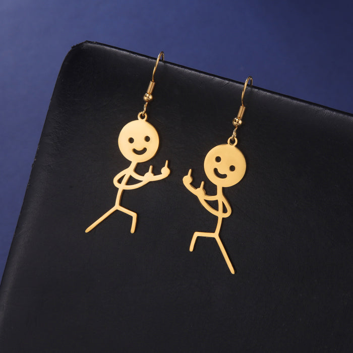 Wholesale Personalized, Cute, Versatile, Simple Drawing, Hollow Pendant, Stainless Steel Earrings