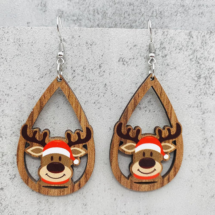 Wholesale  Bell Red Car Water Drop Wooden Earrings Christmas Accessories