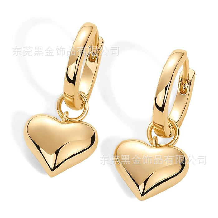 Wholesale Simple 18K Love Heart Pendant Earrings JDC-ES-HeiJ003