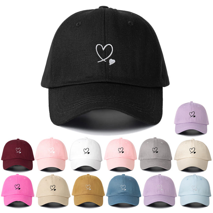 Wholesale Embroidered Love Customized Pure Cotton Baseball Hats for Men and Women Outdoor Sunscreen Soft Top Duck Tongue Hats JDC-FH-TQ002