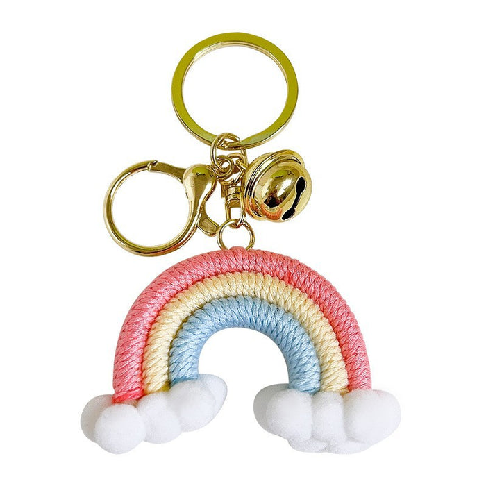 Wholesale Woven Cotton Thread Rainbow Cloud Keychain JDC-KC-WoA042