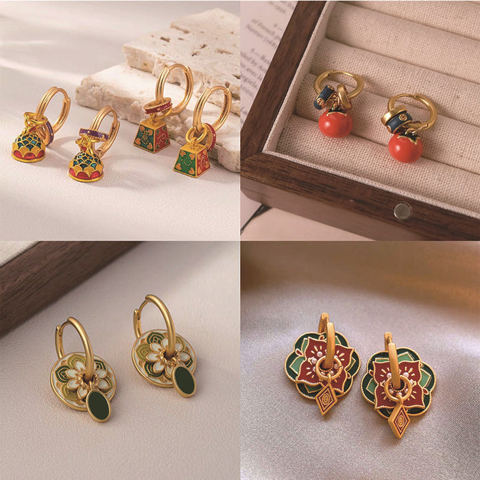 Wholesale Retro Light Luxury Butterfly Flowers Earrings