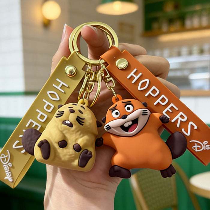 Wholesale Silicone PVC Keychain Bag Charm Beaver Hoppers Design Gift Accessory MOQ≥2