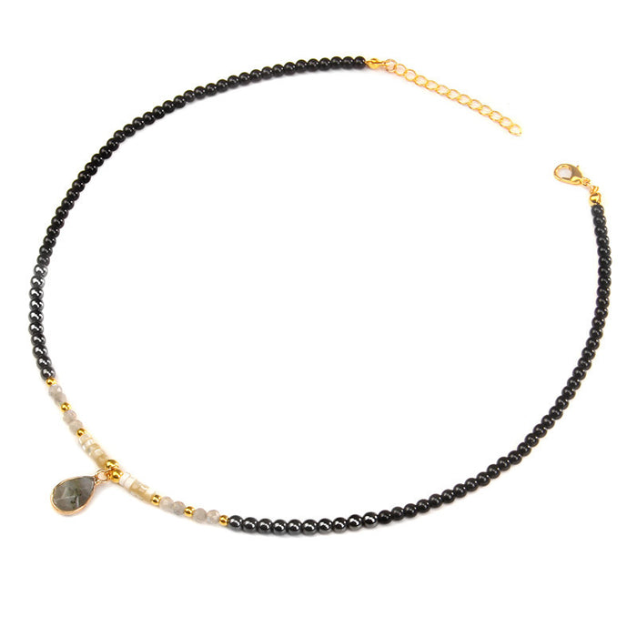 Wholesale Stone bead pendant necklace 8mm black hematite round beads