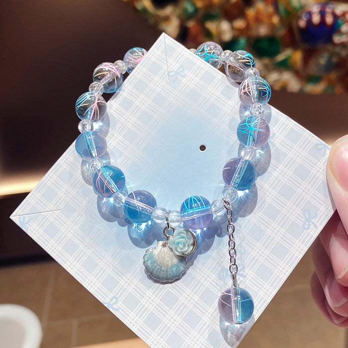 Wholesale Colorful Shell Flower Glass Beaded Bracelet - Kids Fashion Jewelry Accessory MOQ≥3