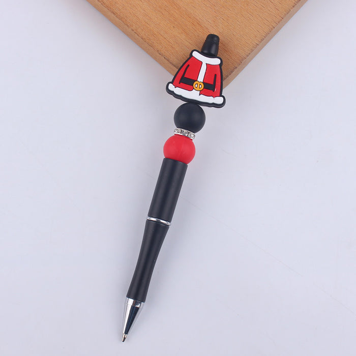 Wholesale Cartoon Christmas Santa Claus Silicone Plastic Bead Pen JDC-PN-GuangTian011