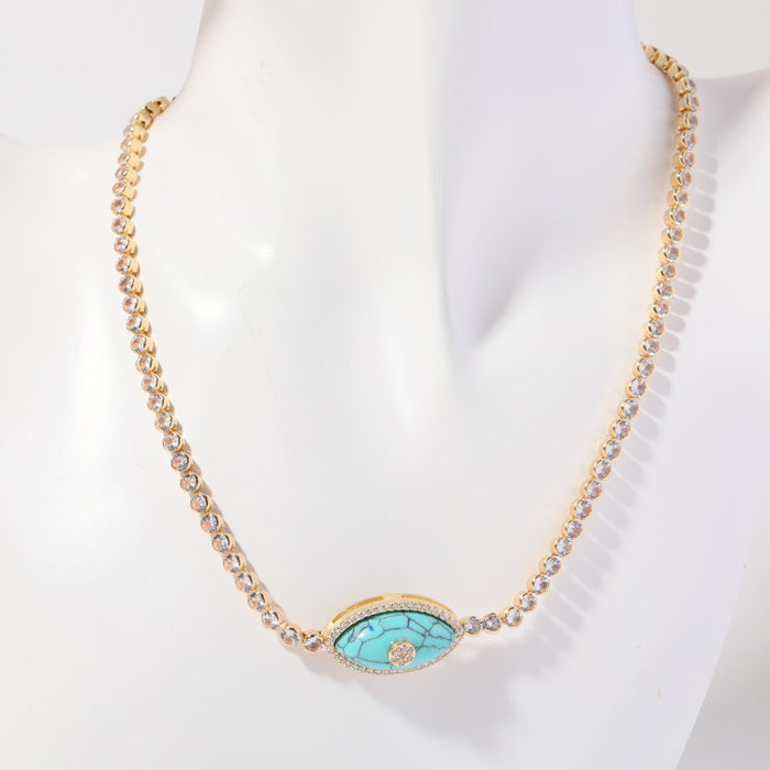Wholesale Devil's Eye Zircon Necklace Pendant Gold Plated
