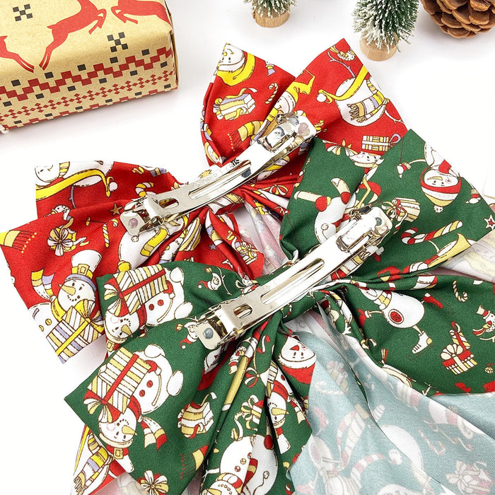 Wholesale Colorful print  Christmas headwear Hair Clips