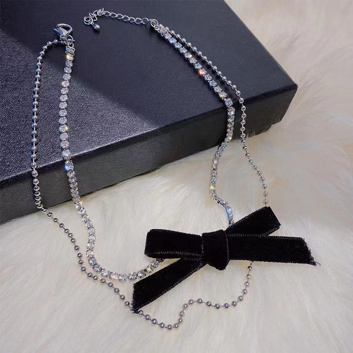 Wholesale Black Velvet Bow  Necklace Chain Women's All-match