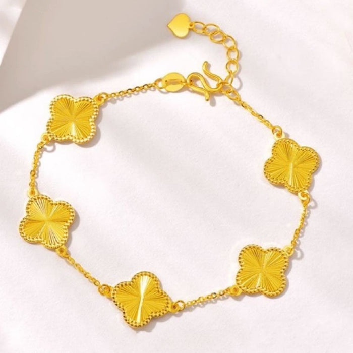 Wholesale Five Flowers Four Leaf Clover Bracelet for Women Lucky Grass Bracelet Gold