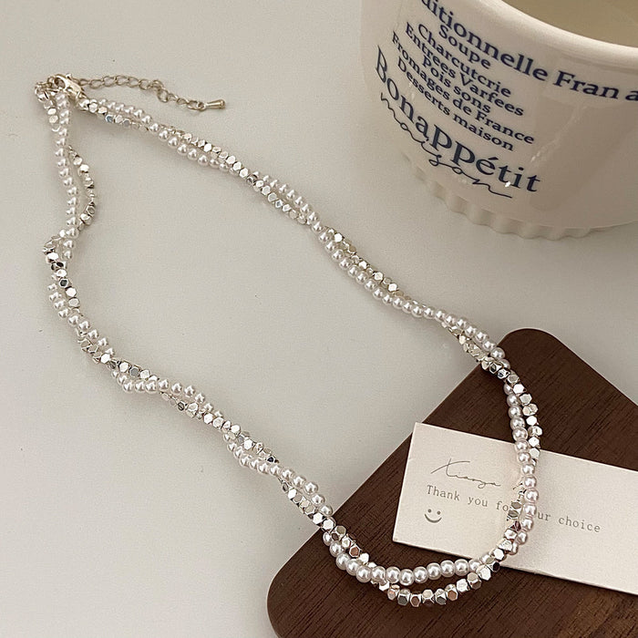 Wholesale Double-layer Wrapped Pearl Necklace JDC-NE-YuXi002