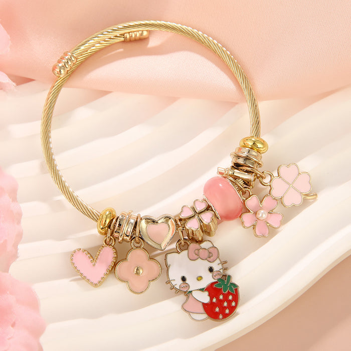 Wholesale Stainless Steel Beaded Bracelet Cute Cartoon Jewelry for Women Gift MOQ≥2