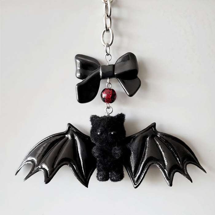 Wholesale Sweet Cool Bear Wings Bat Design Keychain Bag Charm Wool Pendant For Bags And Phones Resale Party Accessory