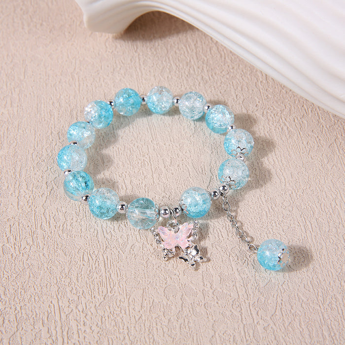 Wholesale New floral butterfly bead bracelet with niche design, crystal bracelet with trendy and versatile colorful accessories