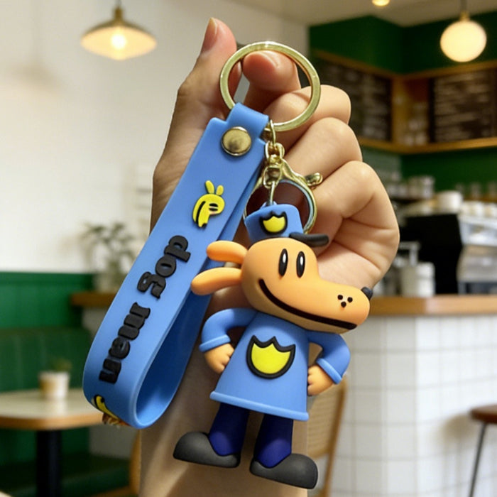 Wholesale Detective Dog Puppy Keychain Silicone PVC Cartoon Car Key Accessory Gift