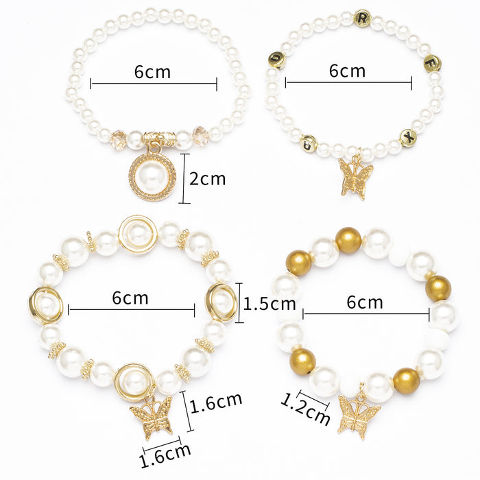 Wholesale Multilayer Pearl Butterfly Stretch Bracelet JDC-BT-Manw002