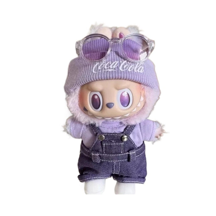 Wholesale Purple Coke Overalls Set Cotton Doll Pendant Doll Clothes