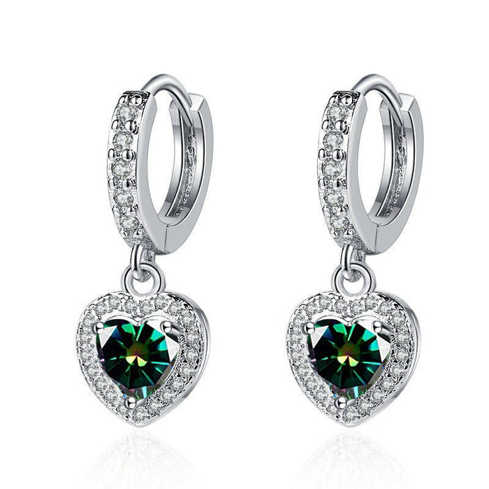 Wholesale Copper Inlaid Zircon Heart Earrings
