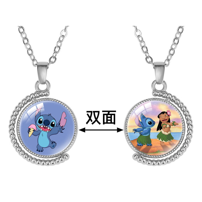Wholesale Creative double-sided rotating cartoon character pendant necklace