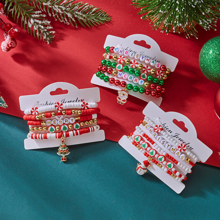 Wholesalerice bead bracelet set women' s versatile Christmas gift Christmas element pendant bracelet