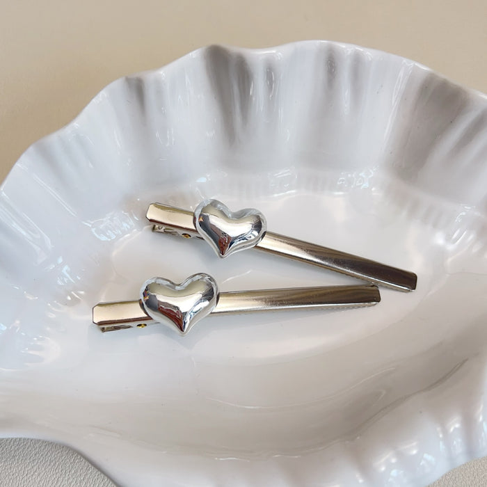 Wholesale silver Love Hair Clip Exquisite Simple Clip Front Side Clip New