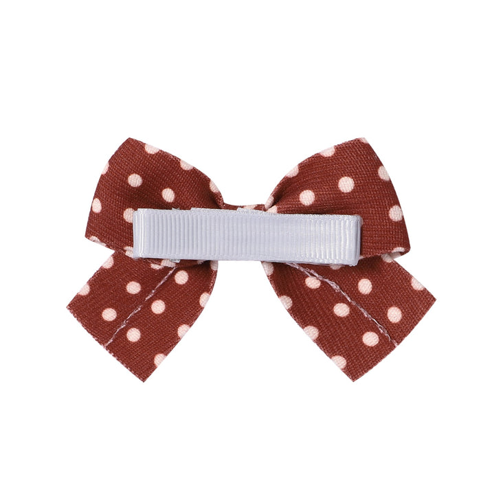 Wholesale Polyester Milk Pattern Fabric Bow Hairpin JDC-HC-Xiane016