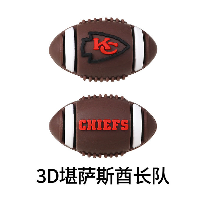 Wholesale 20pcs Rugby team silicone beads team three-dimensional loose beads sports silicone beads