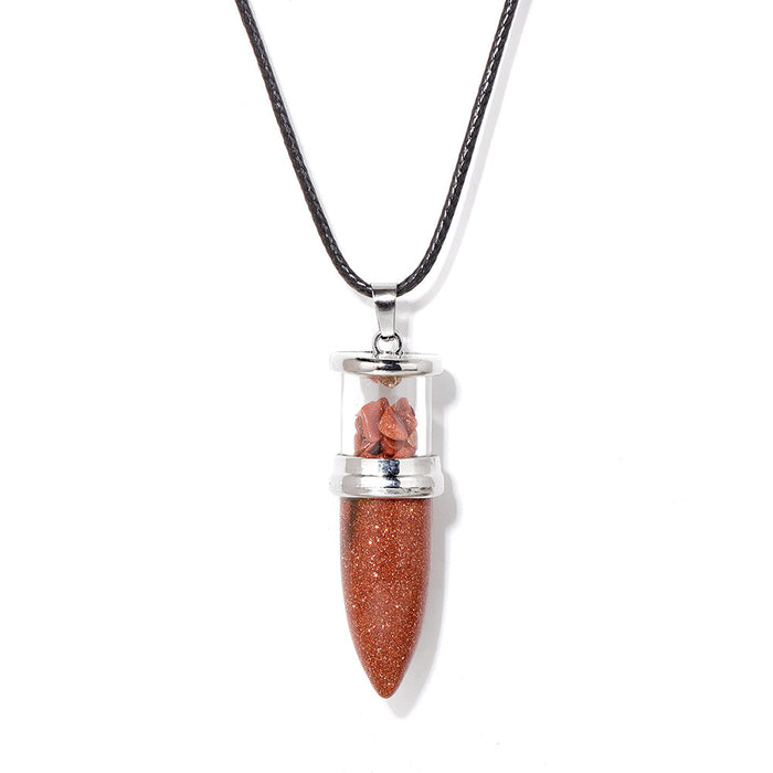 Wholesale Bullet shaped pendant necklace with inlaid embellishments