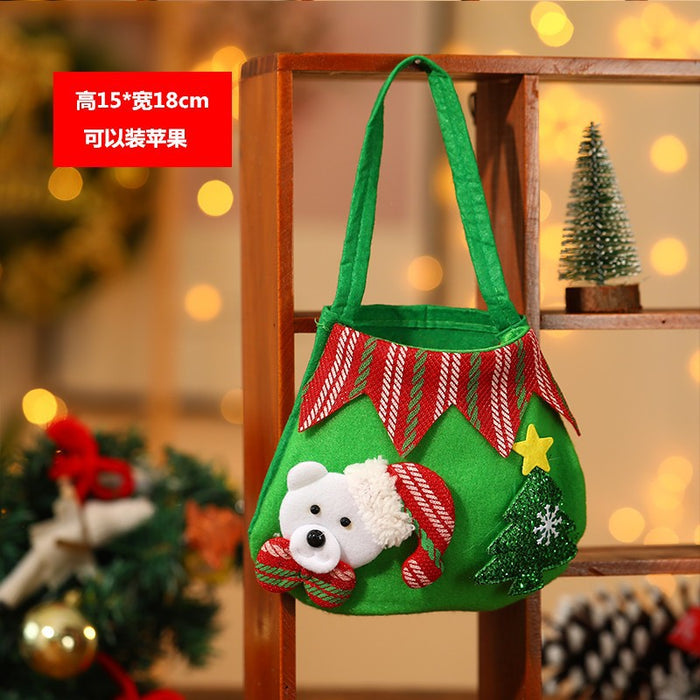 Wholesale Christmas Neck Gift Bag Happy Decal Flower Handbag Candy Bag Cartoon Children' s Handbag Apple Bag Gift Bag