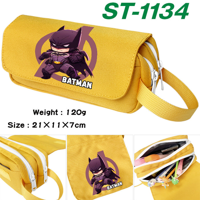 Wholesale Cartoon Canvas Pencil Case Double Layer Large Capacity Waterproof With Handle For Students