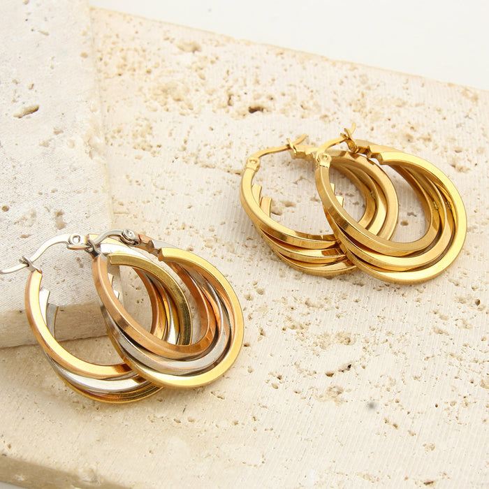 Wholesale C Shape Stainless Steel Earrings Multilayer Earrings JDC-ES-BaiTian009