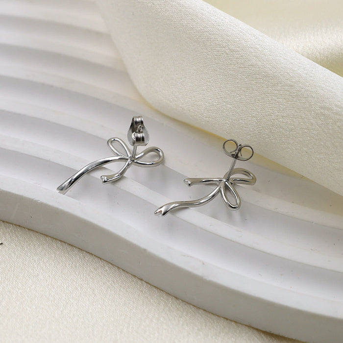 Wholesale Hollow Earrings Simple Light Titanium Steel