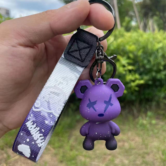 Wholesale  Cute Cartoon Silicone Bear Keychain Couple Doll Small Pendant Car Key Chain