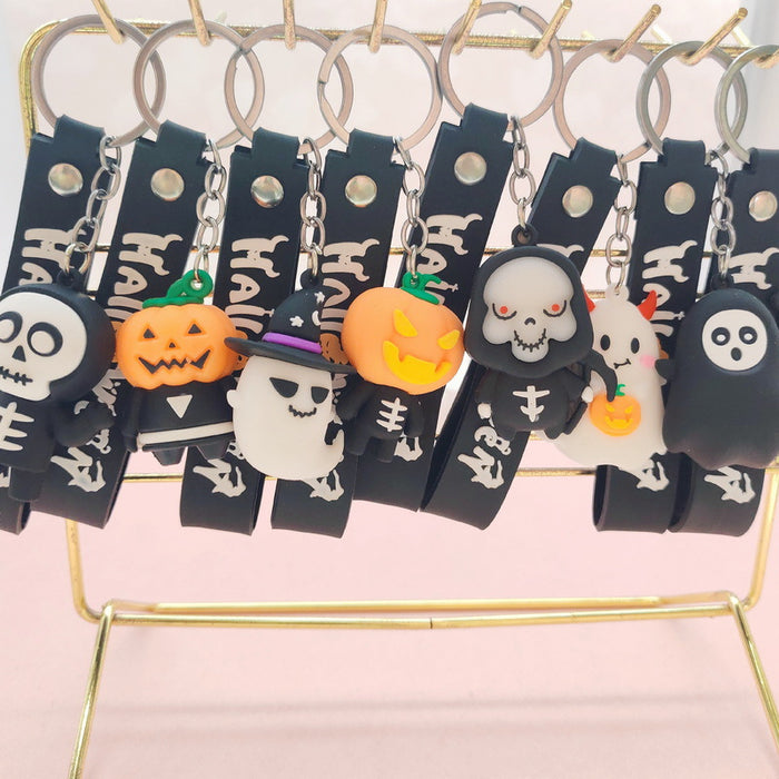 Wholesale Soft Glue Keychain Pendant - Skull Pumpkin Death Cartoon MOQ≥2