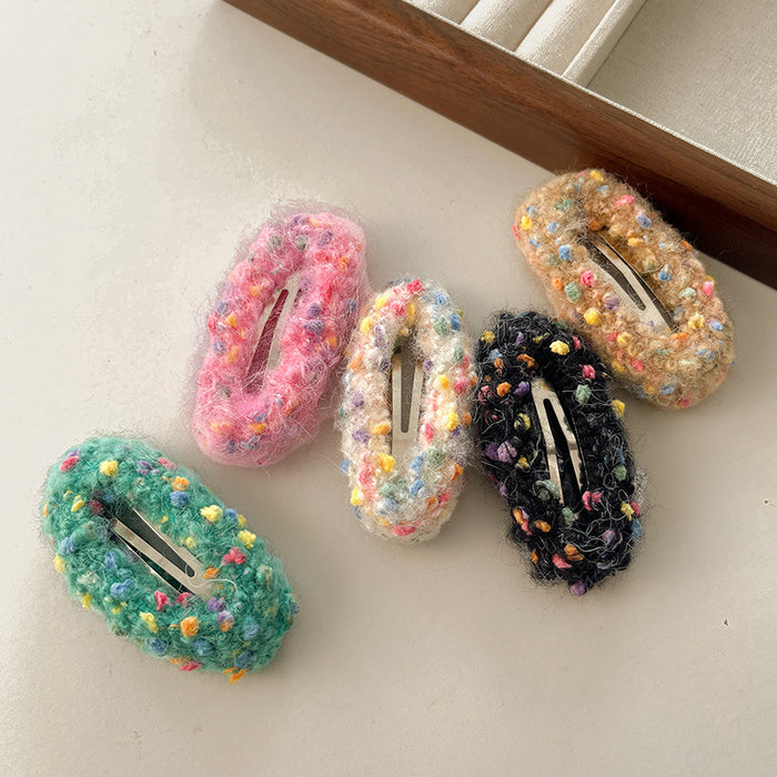 Wholesale Plush Hairpin Women'sBack Head Broken Hair Clip Children's Colorful Bangs Clip Hair Accessories