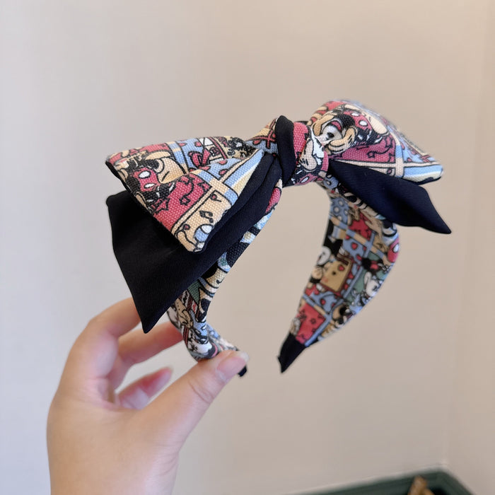 Wholesale Cartoon Cute Color Matching Temperament Double Layered Bow Headband （S） JDC-HD-Huaj020