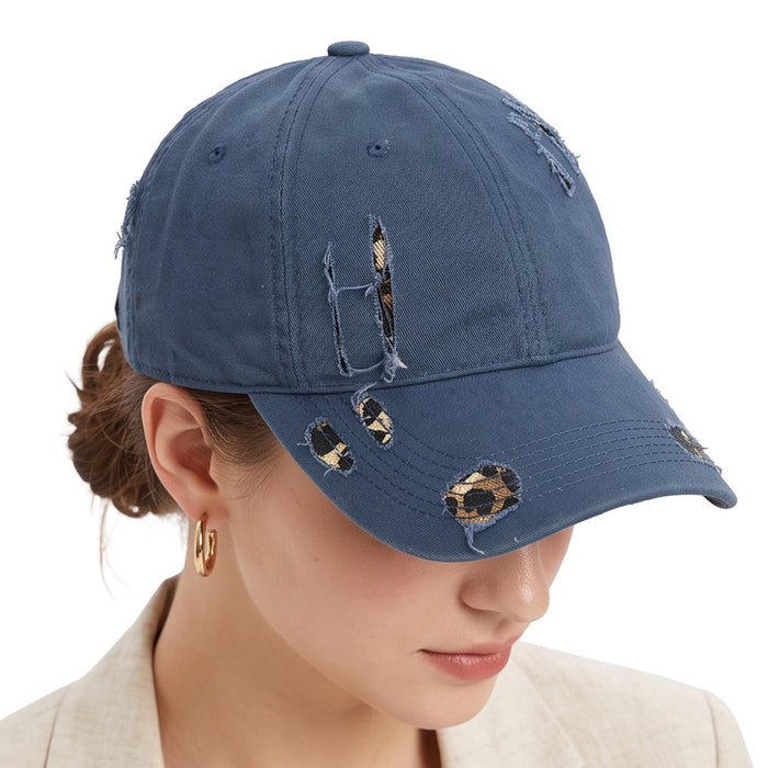 Wholesale Leopard Print Baseball Cap Distressed Wash Style Summer Sun Hat