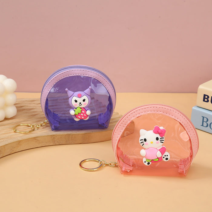 Wholesale Random Cartoon Transparent PU Zipper Coin Purse Keychain JDC-KC-YiK010