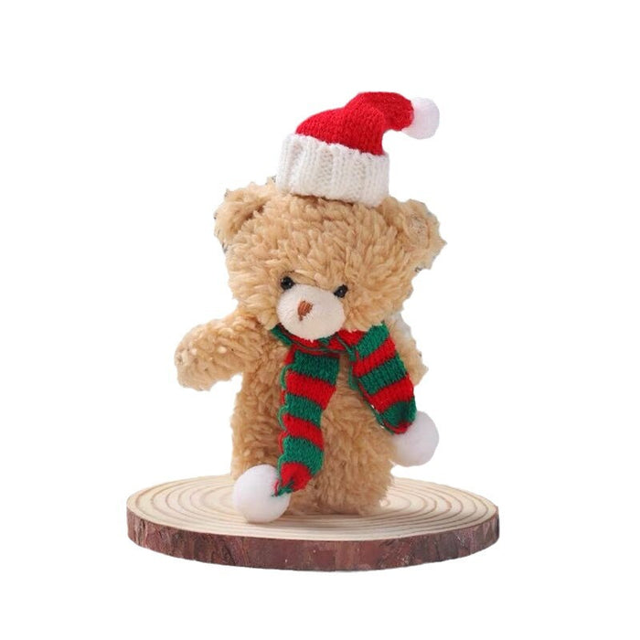 Wholesale Plush Bear Cloth Keychain with Green f and Peaked Hat for Christmas Gift Boutique MOQ≥2