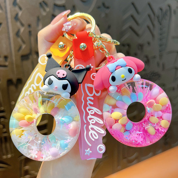 Wholesale Liquid Sand Swimming Ring Car Keychain Pendant