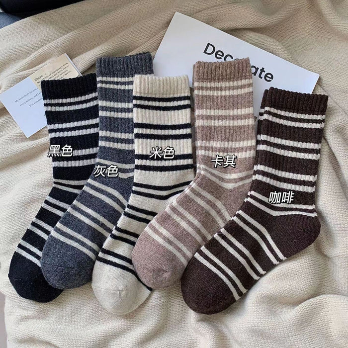 Wholesale Socks for warmth, thick middle tube, striped thick middle tube