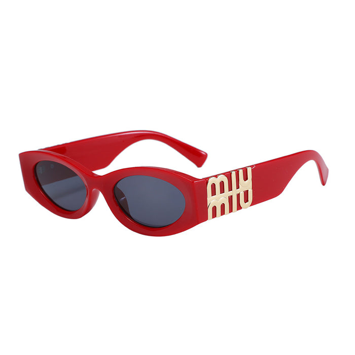 Wholesale New oval frame sunglasses, fashionable, personalized, letter trendy, versatile sunglasses