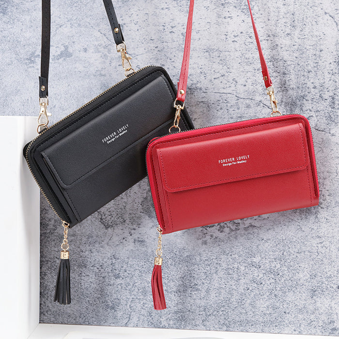 Wholesale PU Crossbody Bag with Tassel Light Pink Women' s Phone Bag Everyday Fashion Accessory MOQ≥3