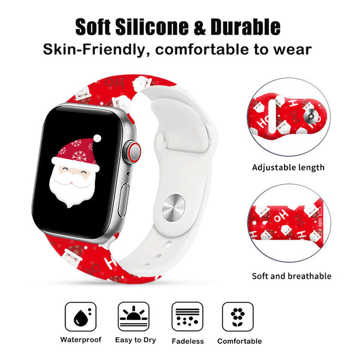 Wholesale Cartoon Christmas Silicone Strap Suitable for Apple Watch Strap JDC-WD-NuoQi006