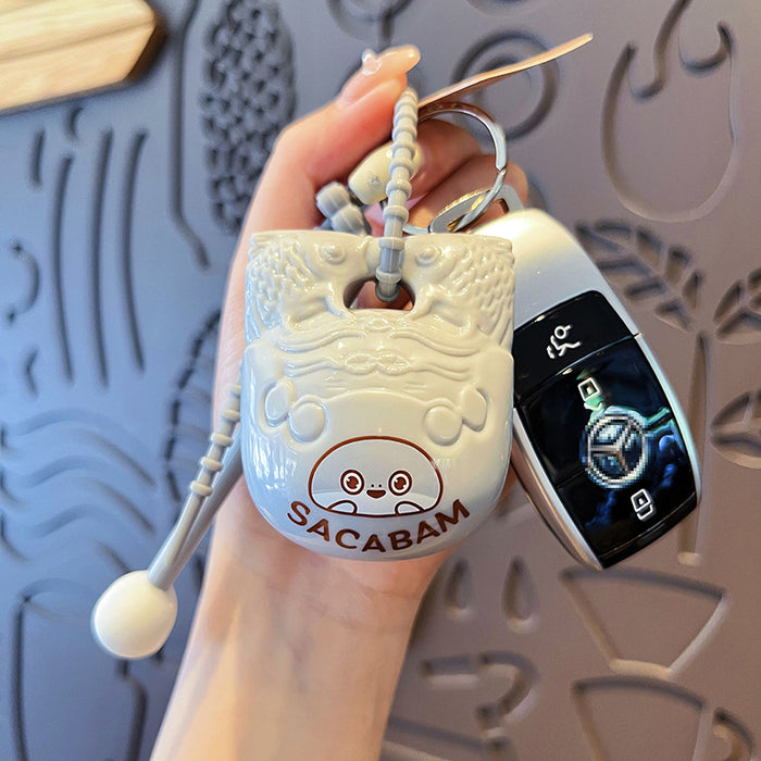 Wholesale Wooden fish keychain creative decompression bag pendant