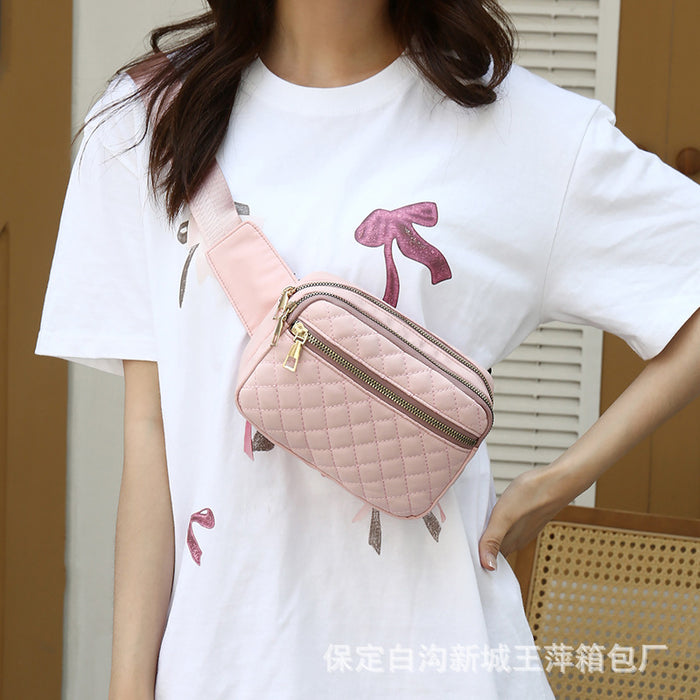 Wholesale Women' s waist bag diamond pattern shoulder crossbody bag casual versatile chest bag