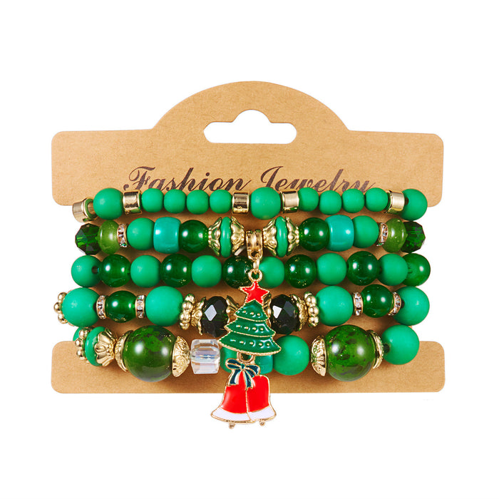 Wholesale Christmas colorful beads and diamond snowflake Christmas tree elastic bead bracelet Christmas set