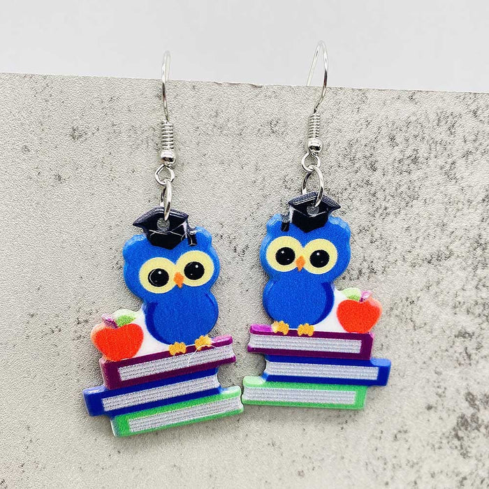 Wholesale Teacher' s Day Earrings Leopard Pencil Ruler Acrylic Earrings School Season Student Earrings Jewelry