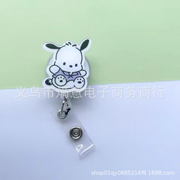 Wholesale Cute Cartoon Retractable Hanging Buckle Badge Reels Keychains