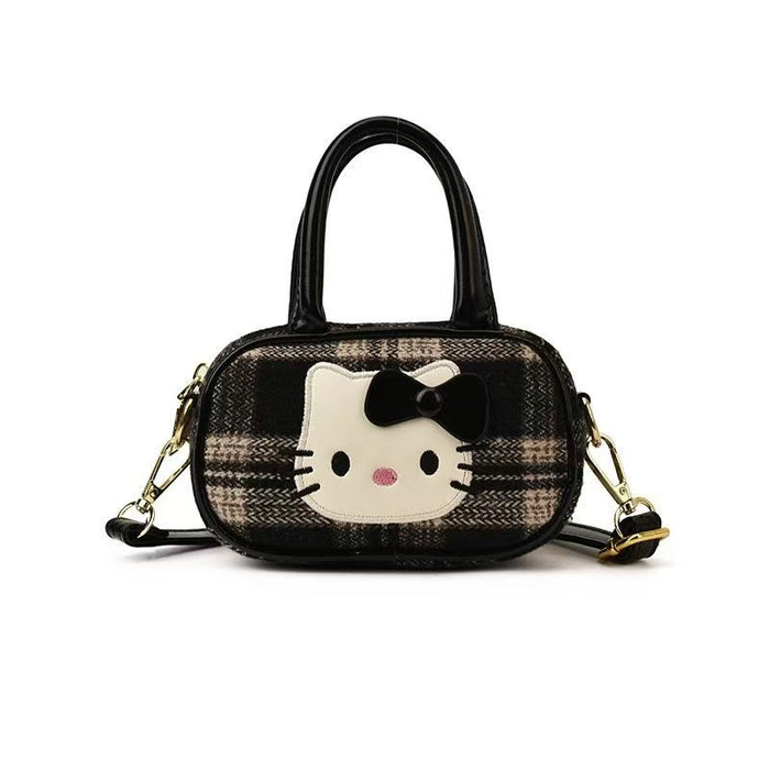 Wholesale Women's Plaid Cartoon Cute Cat Shoulder Bags HandBag